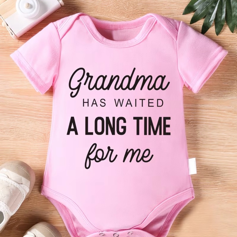 🥳 2 for $15 🥳 Pink Baby Onesie Grandma Has Waited A Long Time For Me Shirt